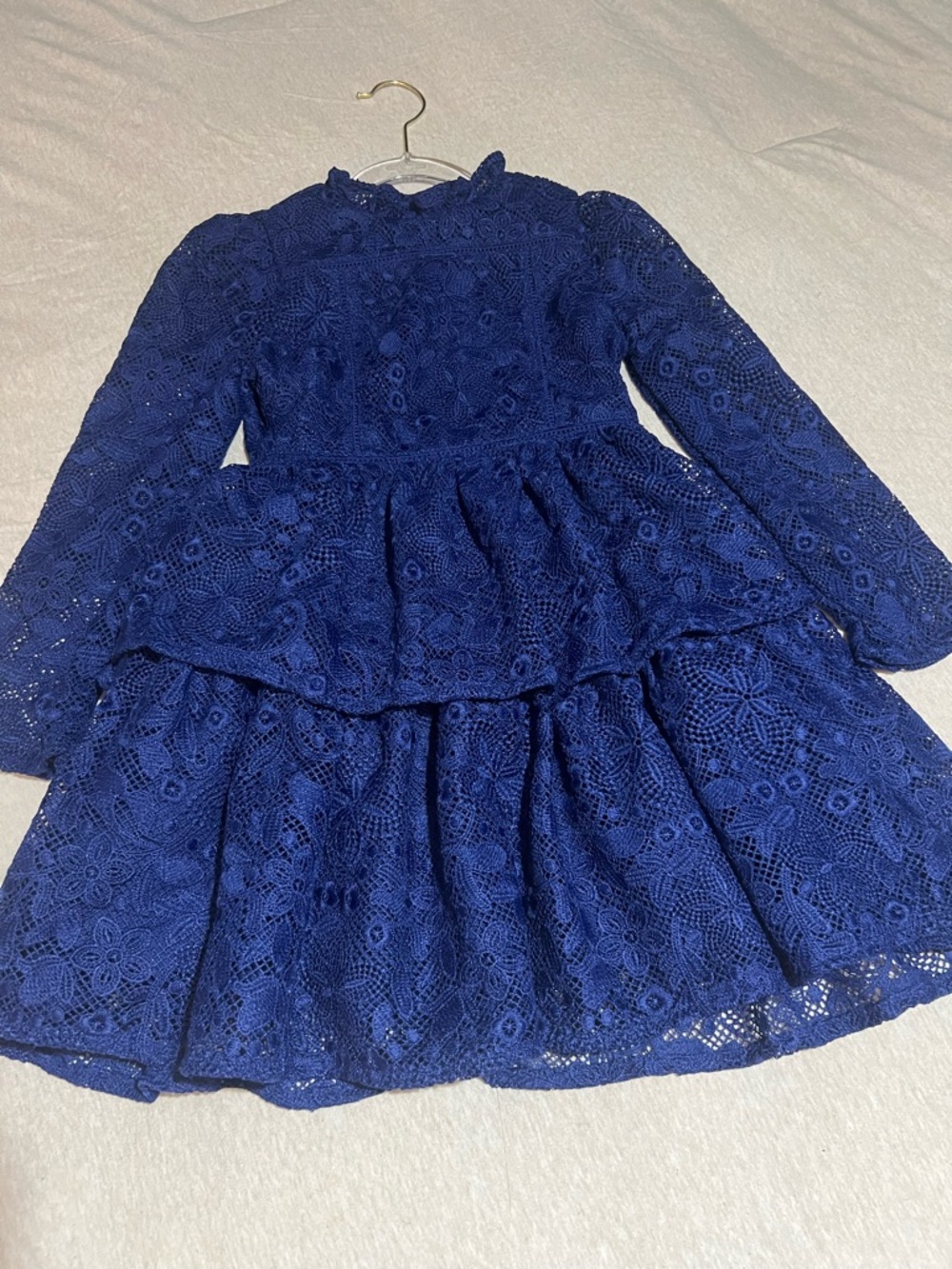Janie and Jack Royal Blue Floral Lace Tiered Dress